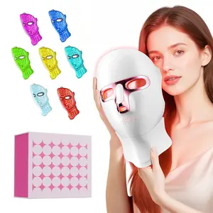 Cordless 7 Color LED Facial Neck Mask, Rechargeable Portable LED Light Mask, Ergonomic Portable Skincare Tool for Home Travel Yoga, LED Face Mask for Personal Skincare, Skin Repair, Ideal Gift for Women Men