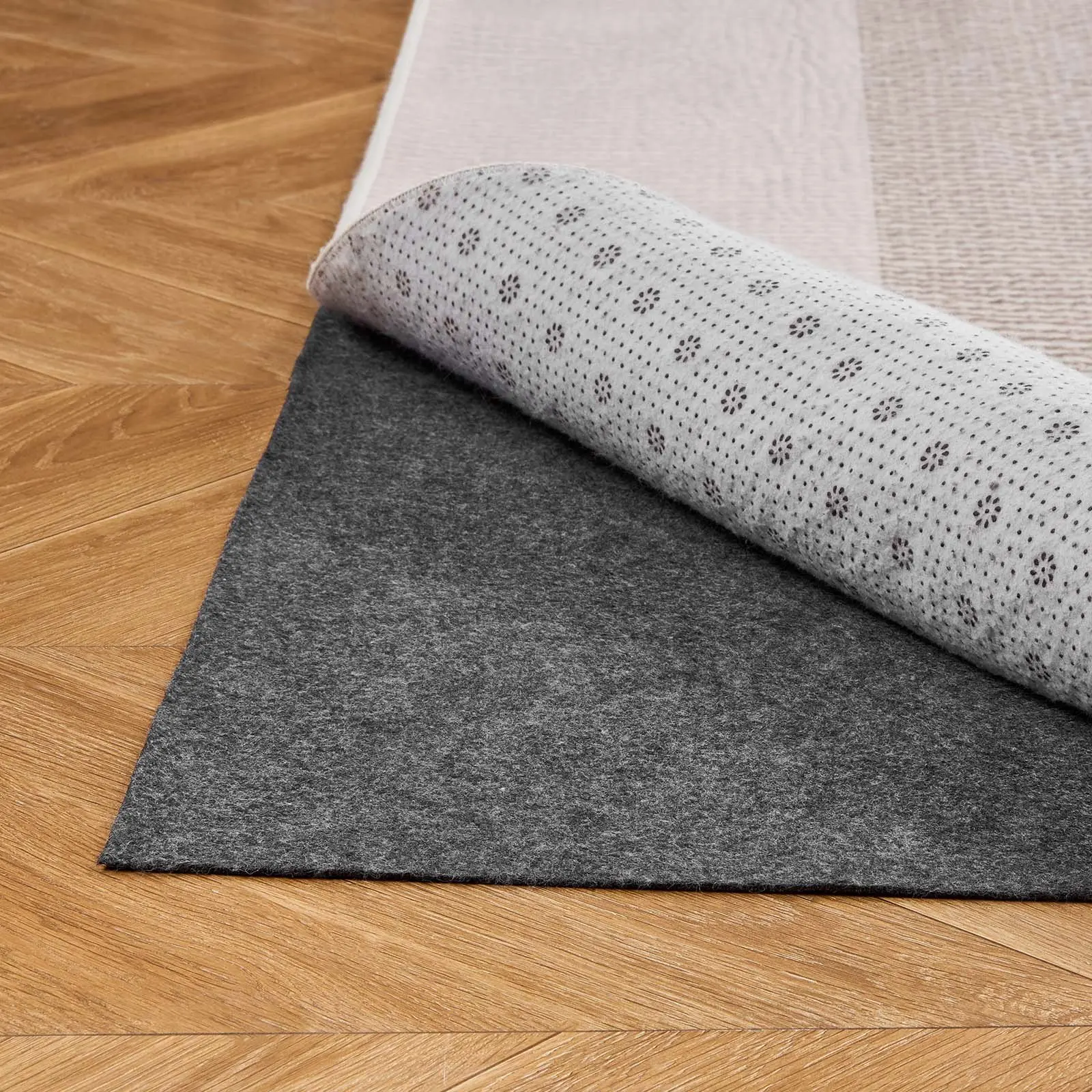 VEVOR 3x5 ft Rug Pad, 0.22 inch Waterproof Dual-Surface Felt Cushion & Rubber Gripper, Non-Slip Carpet Pad for Hardwood & All Floors/Finishes, Floor Protection & Carpet Stabilizer