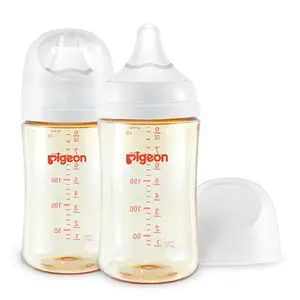 Pigeon PPSU Nursing Baby Bottle Wide Neck, Anti-Colic, Streamlined Body, Natural Feel, Easy to Clean, 8.1 Oz, Includes 2pcs M Nipples (3m+) baby registry essential