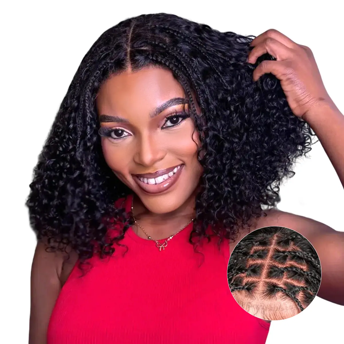 Braid Top Deep Curly 5x5 Lace Wig | Wear And Go Glueless Human Hair Wig