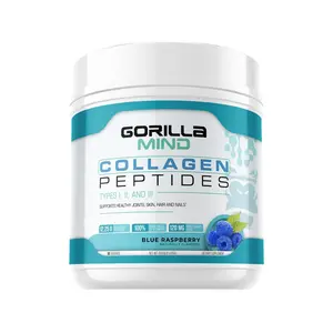 Gorilla Mind Collagen Peptides Powder - Joint & Bone Health, Hair, Skin & Nails Support - Types I, II, III Collagen with Hyaluronic Acid Collagen