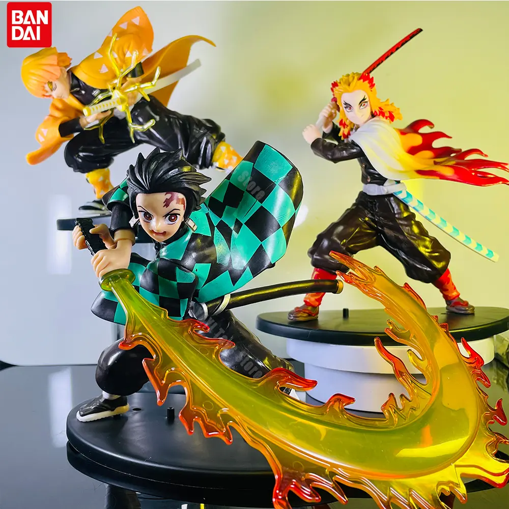 Demon Slayer Collectible Action Figure Set - Tanjirou Agatsuma, Zenitsu, Kyoujurou Non-Toxic PVC Figurines for Collectors, Minifigures Action Figures, Kids' Gift Toy (Toys & Hobbies), Unisex