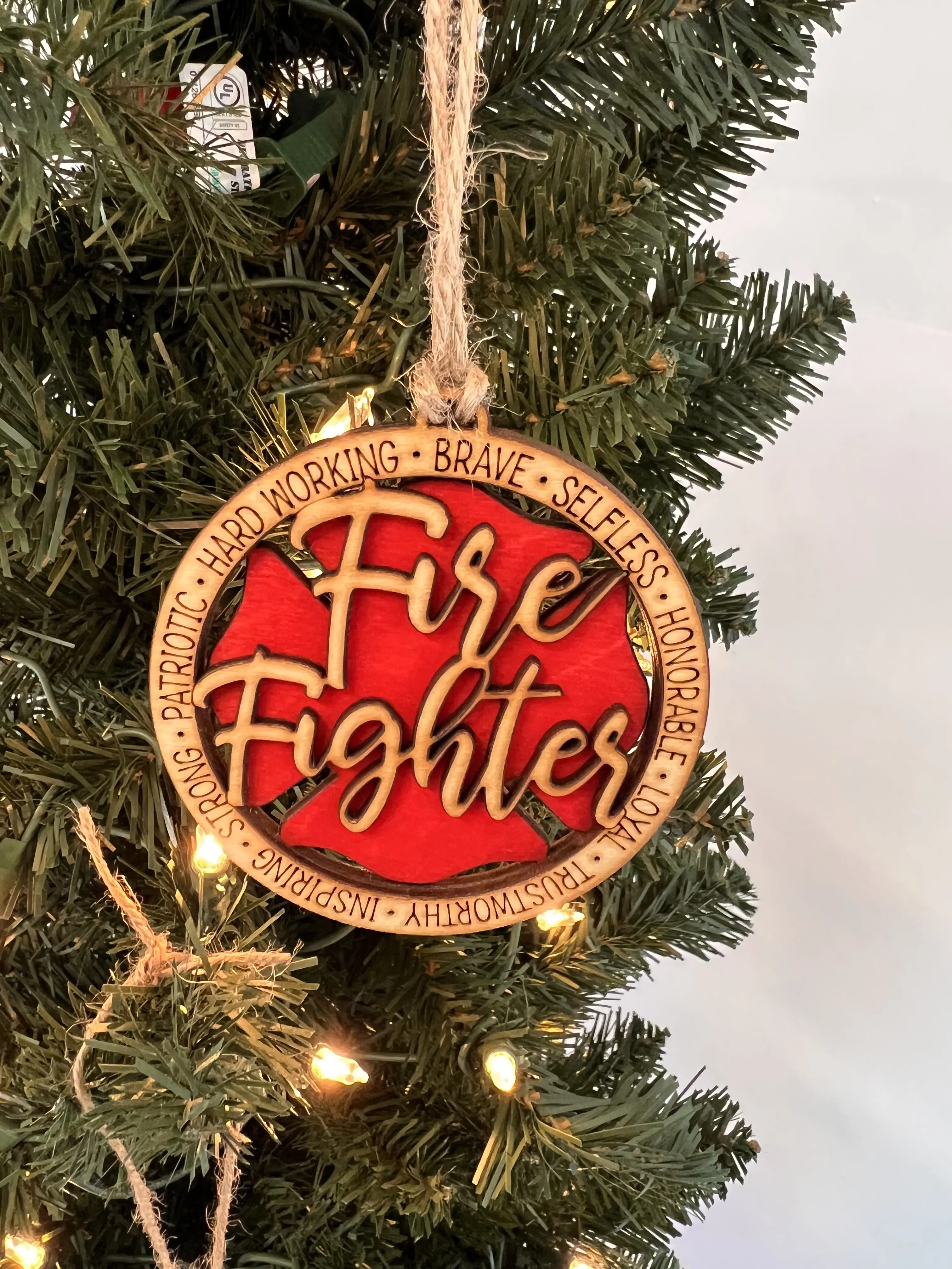 Wooden Firefighter Ornament