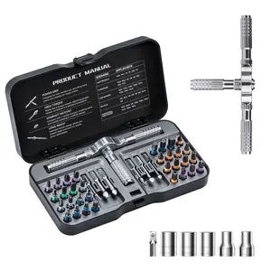 Advanced Ratchet Screwdriver Set, 4-In-1 Upgrade Magnetic Drill Bits + Sockets Kit, Home Repair Tool Box with Detachable T-Type Handle