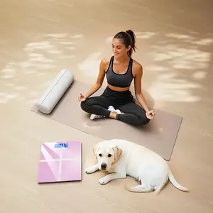 Smart Body Fat Scale 396 Pound Digital Bathroom Scale High Precision Weight Scale with LCD HD Display Screen & Temperature Display Switchable Between KG and Pounds Ultra Wide Platform High Precision Electronic Weighing Pink