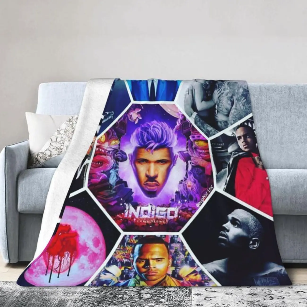 Chris Breezy Themed Decorative Blanket - Stylish Blanket, Warm, Cozy Aesthetic Bedding Throw for CB Fans to Boost Song-Listening Comfort with Digital Print