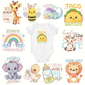 10 Pack Cute Cartoon Animal Food Iron On Patches Elephant Bee Duck Giraffe Cow DIY Tshirt Jeans Bags Hats Pillows Clothes Personalized Gifts Optimistic Design Easy to Apply
