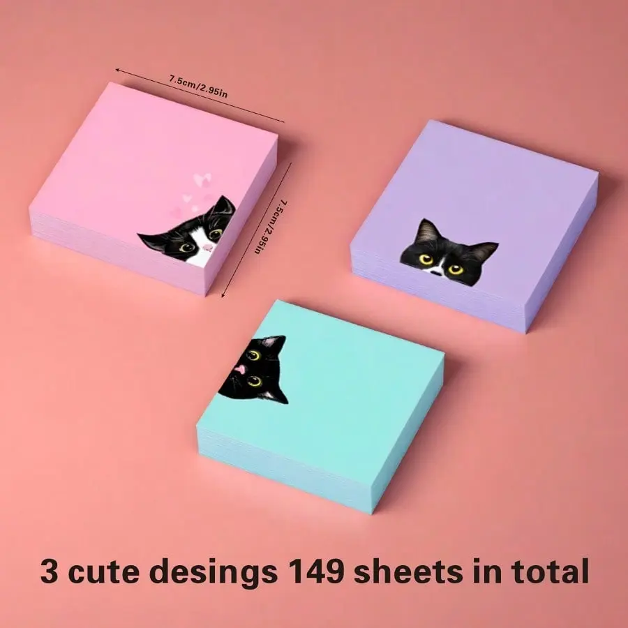 3-Piece Cute Black Cat Sticker Set | Waterproof Matte Vinyl, Suitable For Laptops, Water Bottles, And Diaries. Very Suitable For Returning To School, Teachers, Students, And Cat Lovers!