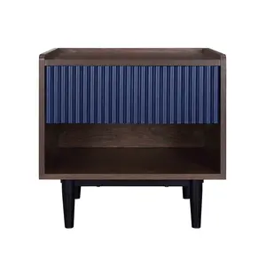 Duane 20' Fluted Nightstand in Navy Blue (1-Drawer)