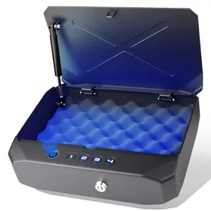 Biometric Pistol Safe — Supports three unlocking methods (fingerprint, passcode, and key) and can store 2 to 3 revolvers; suitable for use in homes, nightstands, bedside areas, and vehicles.