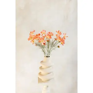 23.6" Apricot Coral Peach Faux Cosmos Flowers – Long Stem Cosmos Bouquet Flowers for Home Décor, Wedding Arrangements & Table Centerpieces