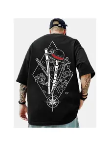 One Piece Luffy Printed Short Sleeve American Loose Men's and Women's Summer Breathable Sports Round Neck T-shirt