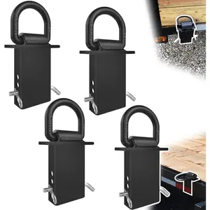 Stake Pocket D Rings 4 count 18000lbs Heavy Duty Removable D-Ring Stake Pocket Tie Down for Utility  and Flatbeds with Hitch Pin, Removable Tie Down Utility for Flatbed Cargo , Black