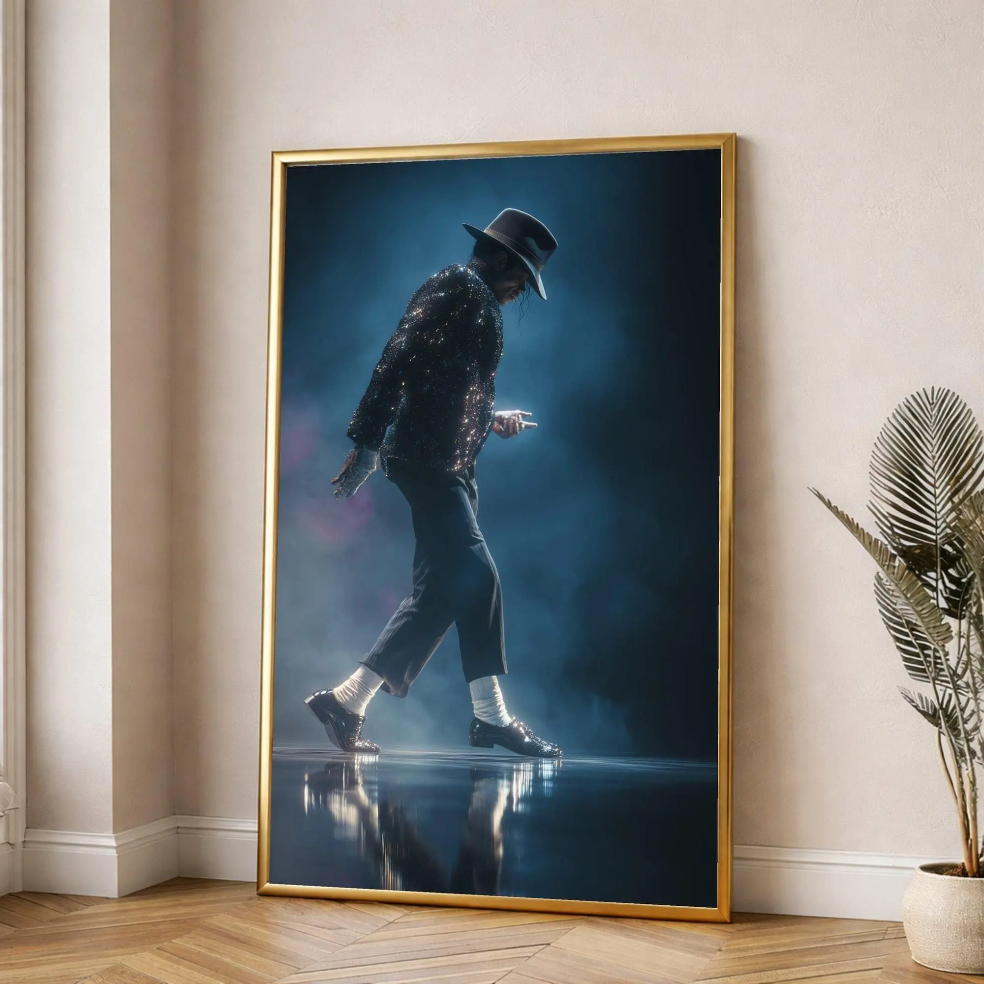 Michael Jackson Iconic Dance Pose Poster, Glitter Jacket Wall Art, Legendary Pop Star Poster, Music Legend Home Decor, Ready to Hang Art