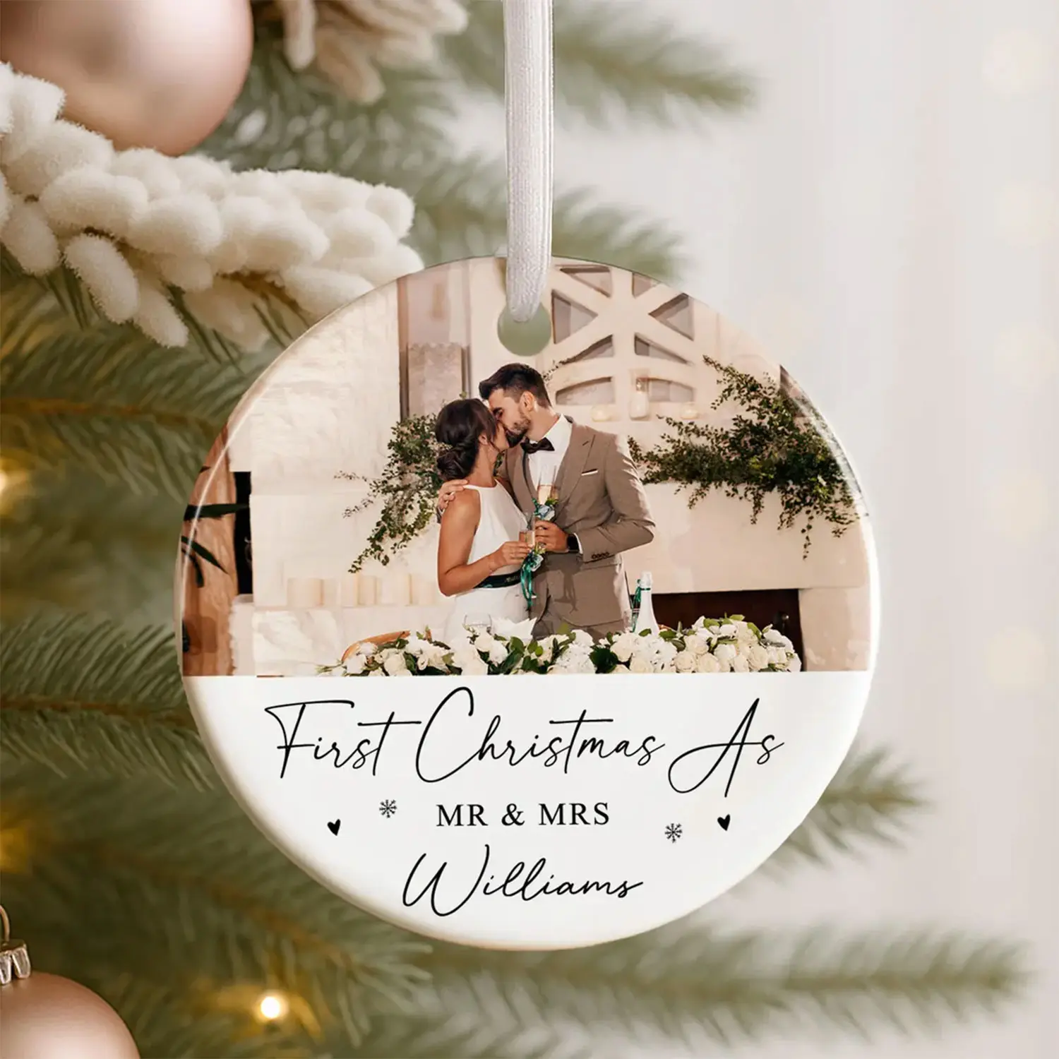 Personalised 1st Christmas as Mr and Mrs | First Christmas as Mr and Mrs Bauble | 1st Christmas Married Custom Name Decoration | Newlywed Bauble