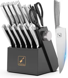 imarku Knife Set with Block for Kitchen,14-Piece High Carbon Stainless Steel Knife Set, One-piece Dishwasher Safe Kitchen Knives Set.