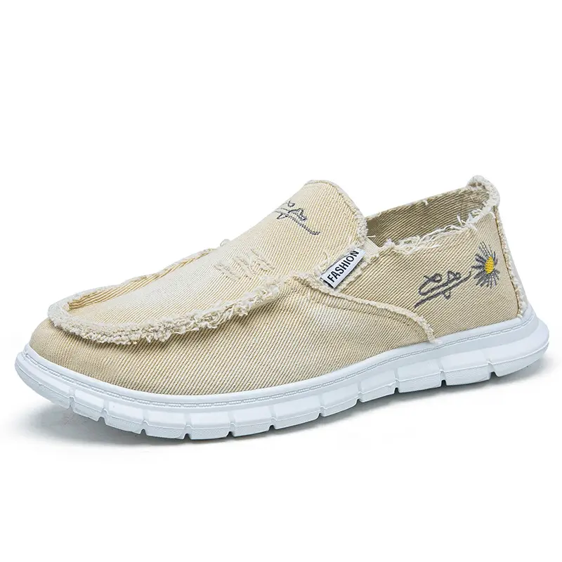 Women's Casual Slip-On Footwear, Canvas Flats with Daisy Embroidery, Cloud-Soft Cushioned Insoles for Running Errands, Vibrant Color Options, Walking Shoes, Breathable, Chic