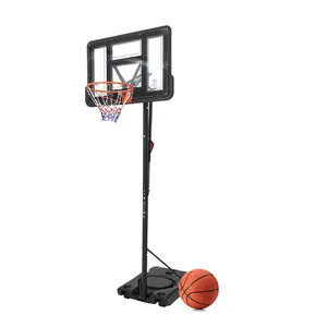 Adjustable Basketball Hoop System - Portable Outdoor Goal with Stable Base & Durable PC Backboard - Ideal for Adults & Family - Backyard or Driveway