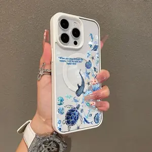 Trendy Magnetic Case Suitable for IPhone11/12/13/14/15/16/17promax Blue Whale Shark Scripture MagSafe Ready, Ultra Thin & Shockproof | Cute Pick for Girls