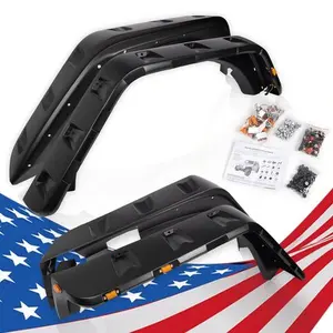 CROSSDESIGN Pocket Rivet Style Fender Flares Fit For 2007-2018 Wrangler JK LED Side Maker