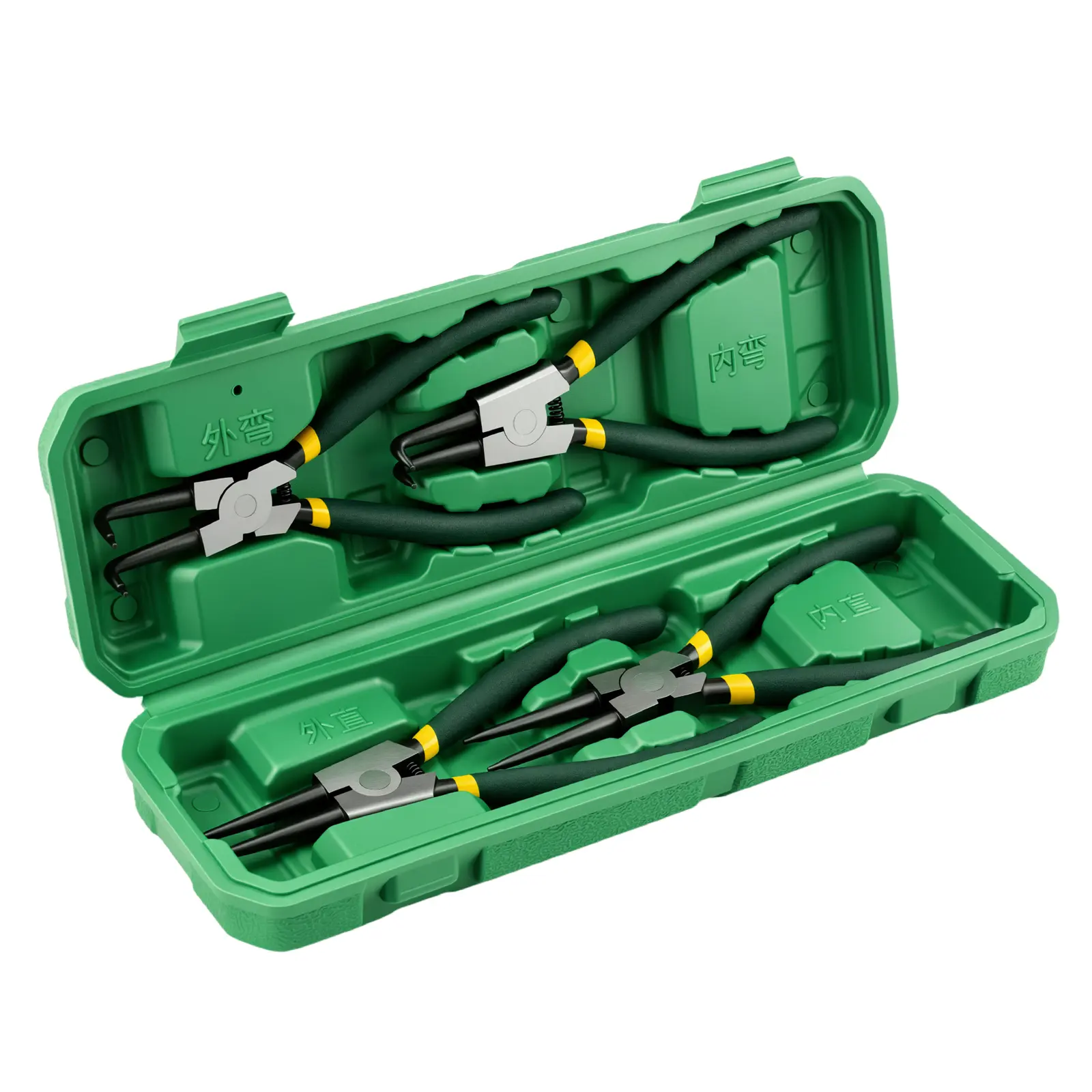 GJANSH 4 PCS Snap Ring Pliers Set, Heavy Duty Circlip Pliers Kit 7 Inch for Snap Ring Removal tool Retaining Straight Bent Lock Ring Pliers Set with Storage Case