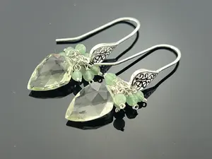 Green Amethyst and Amazonite · Filigree Earrings · 925 Sterling Silver · Gemstone Jewelry · Dangle Earrings · Gift for Her