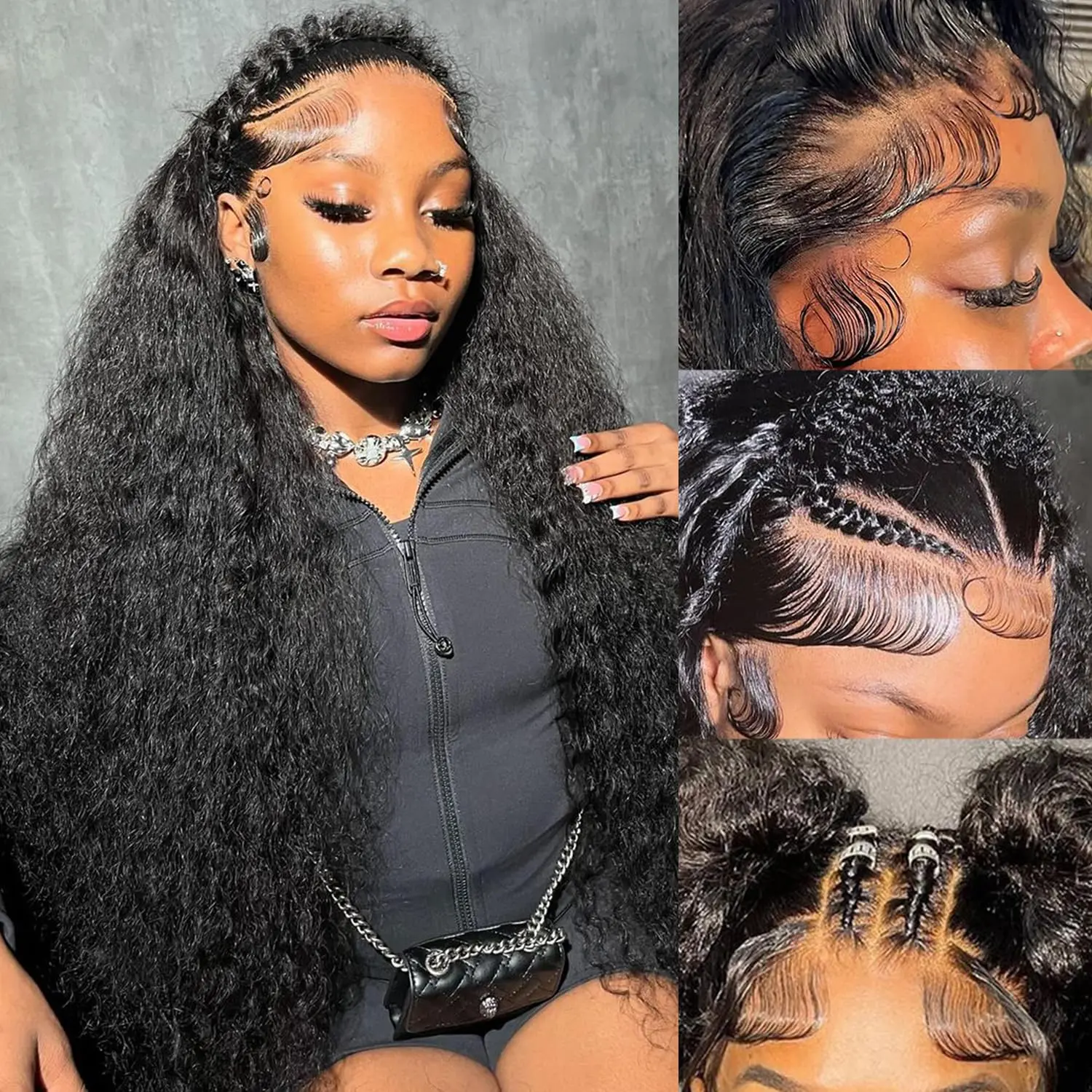 Nerkre 30 Inch Deep Wave Lace Front Wigs Human Hair 13x6 HD Lace Front Wigs Human Hair Pre Plucked Brazilian Curly Human Hair Wig 200 Density Glueless Frontal Wigs For Black Women