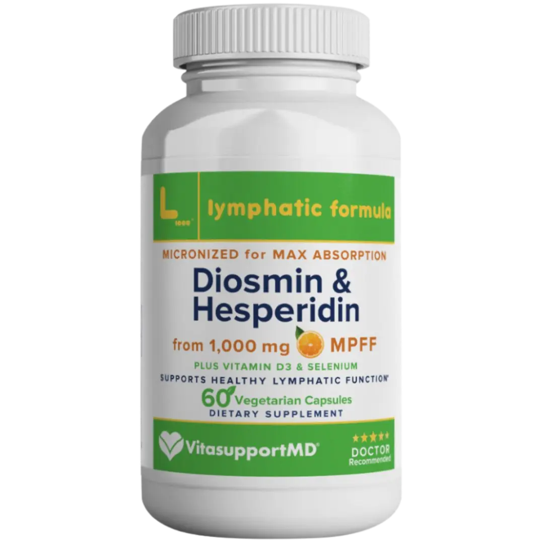 Lymphatic Formula Diosmin Hesperidin 1000mg for Lymphatic Drainage Support Dietary Supplement, Micronized Blend enriched with Vitamin D3 & Selenium for Immune Health and Lymph System Support & Detox, 60 Capsules