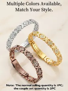Lucky Clover Diamond Magnetic Bracelet, Adjustable Length Copper Jewelry Set, Comes with Sizing Tool, Perfect Holiday Gift, Diamond Lock Bracelet