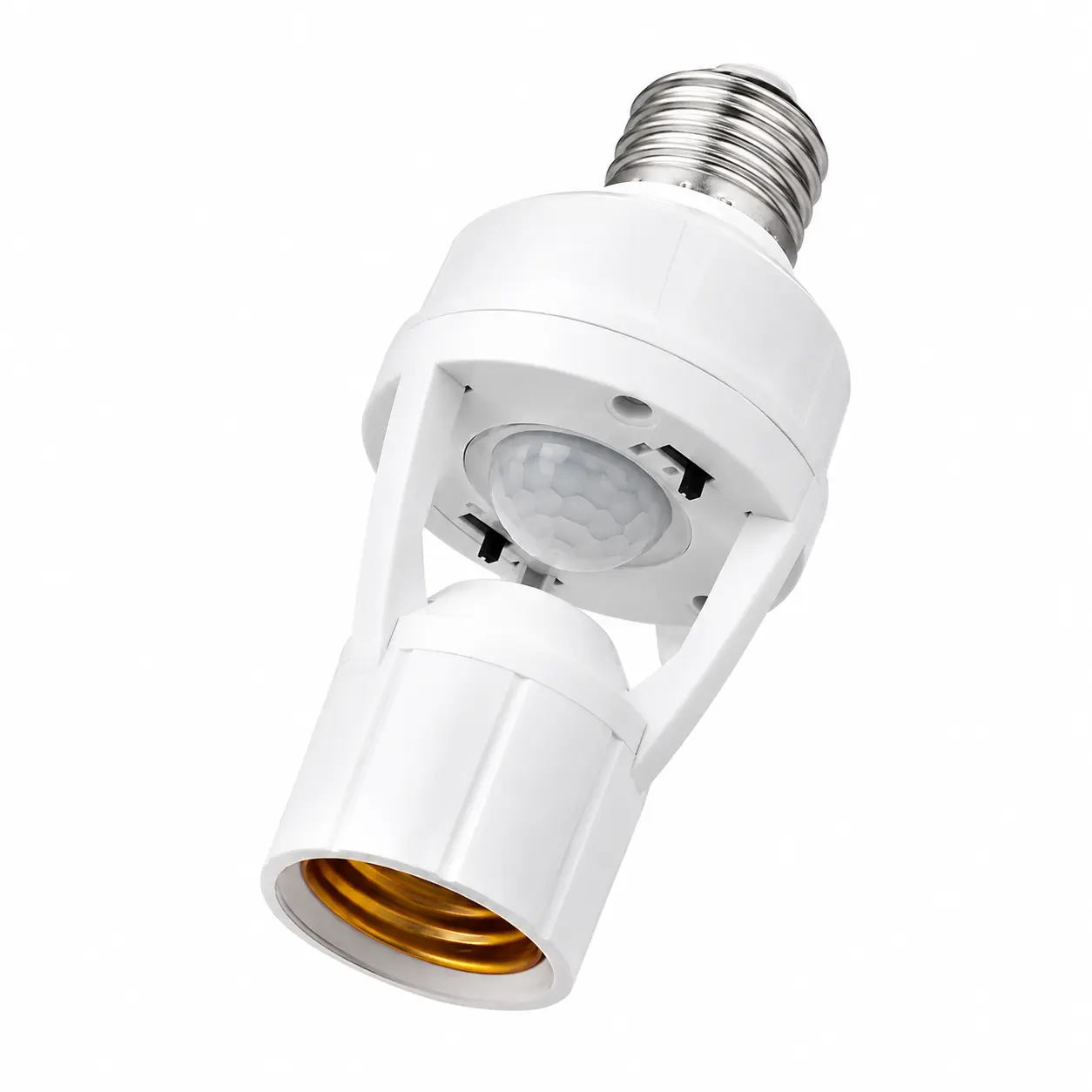 E26-E27 Motion-Sensing Light Socket Adapter, PIR Auto On/Off Bulb Socket with Adjustable Time & Light Sensitivity for Garage, Basement
