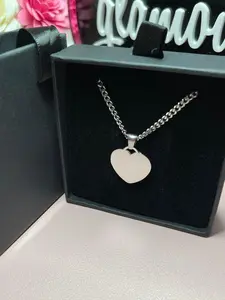 Steel Portrait heart necklace