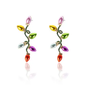 Christmas Pendant Earrings Festive Light Design 60*23mm Bold Eye-Catching Lightweight Comfortable Unique Gift Choice
