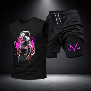 Men’s Black Workout Set Sleeveless Tank Top & Sports Shorts 2-Piece Gym Outfit