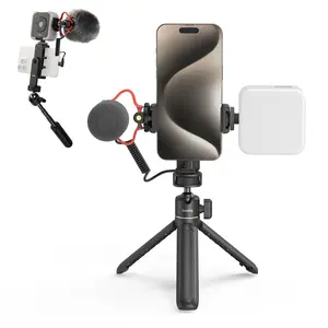 SmallRig Phone Vlogging Kit for iPhone, Content Creator Smartphone Kit for YouTube and TikTok Starter, Video Equipment with Phone Tripod, Phone Mount / LED Video Light / Shotgun Mic - 4369 4364 4367 Selfie Accessories