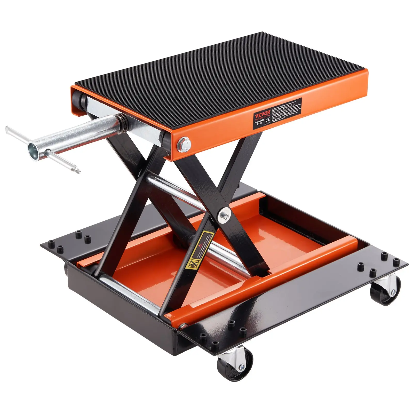【summerfinds】VEVOR Motorcycle Lift, 1100 LBS Motorcycle Lift ATV Scissor Lift Jack with Dolly & Hand Crank, Center Hoist Crank Stand with Wide Deck & Tool Tray for Street Bikes, Cruiser Bikes, Touring Motorcycles