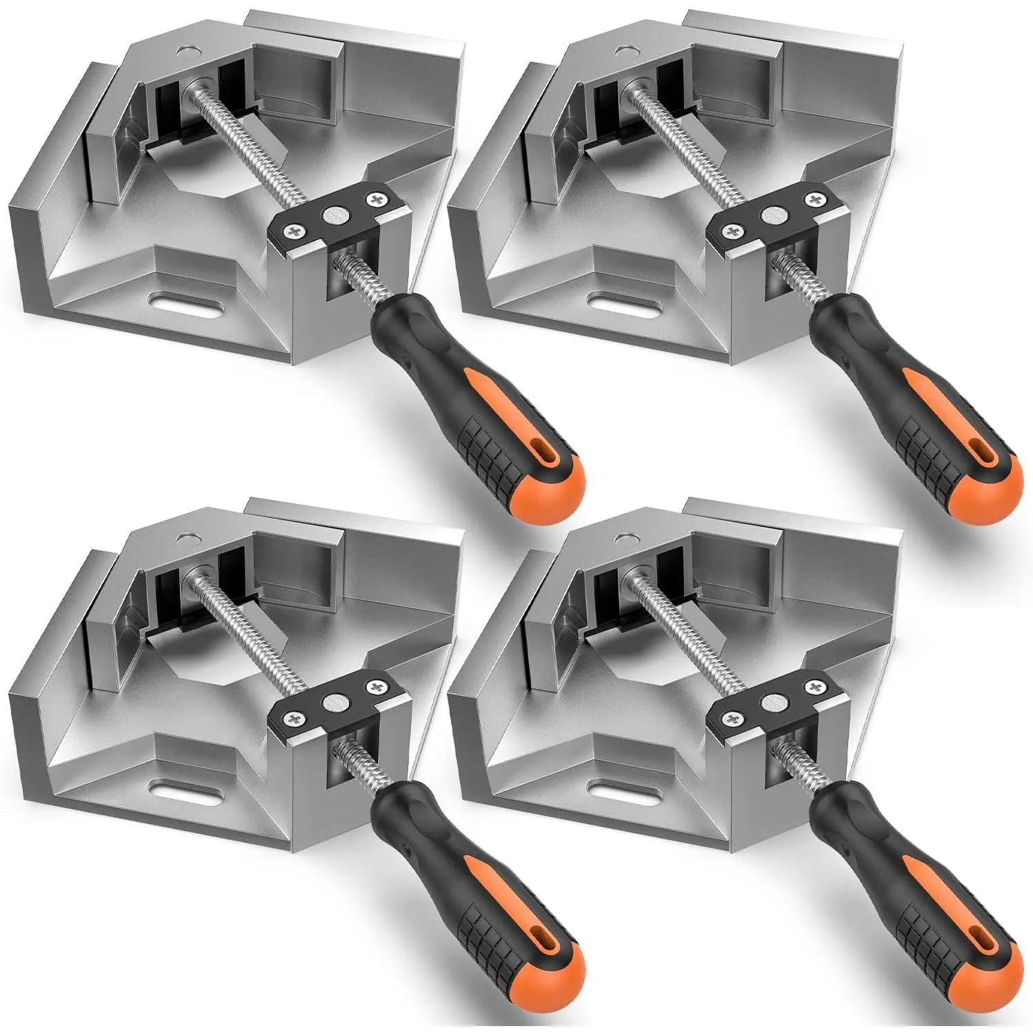 【Father's Day Gift】Right Angle Clamp, Housolution [4 PACK] Single Handle 90° Aluminum Alloy Corner Clamp, Clamps for Woodworking Adjustable Swing Jaw, Woodworking Tools Photo Frame Vise Holder, Gifts for Men Dad