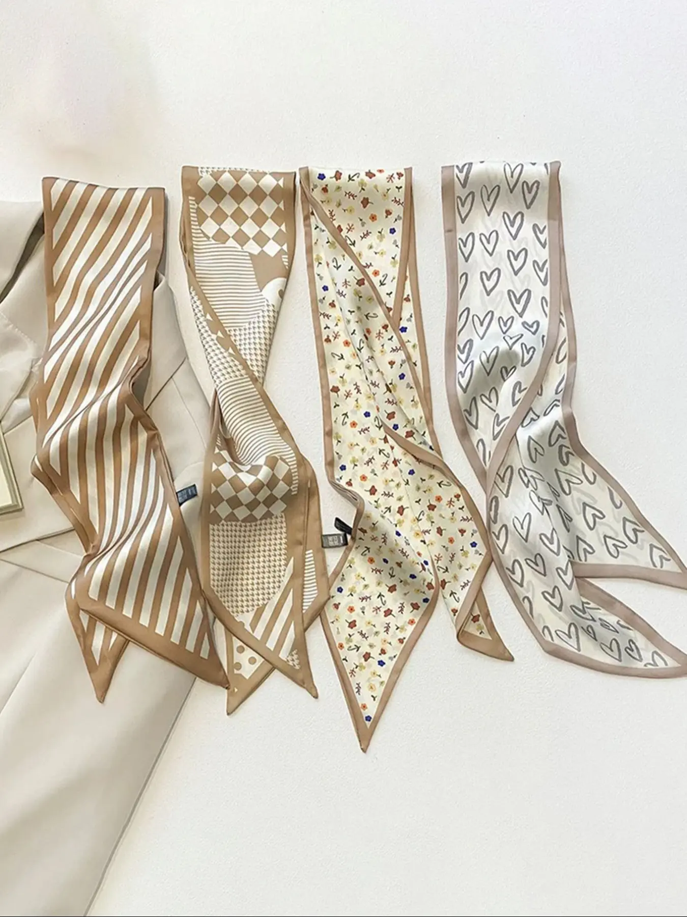 Women's Silk Headband Set, Chic Headbands, Hair Accessories, Dual-Sided Decorative Scarf for Daily Wear, Parties & Weddings, Striped Headbands
