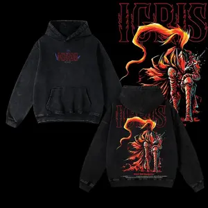 Limited Edition Sung Jin-Woo Solo Leveling Anime Double Printed Oversize Lightweight Acid Washed Hoodies, Gift For Anime Fan THE BLACK KNIGHT - IGRIS