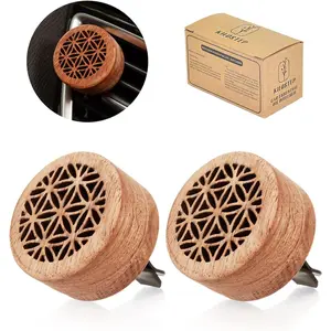 Oil Car Diffuser, 2 PCS Car Aromatherapy Wood Diffuser with Vent Clip