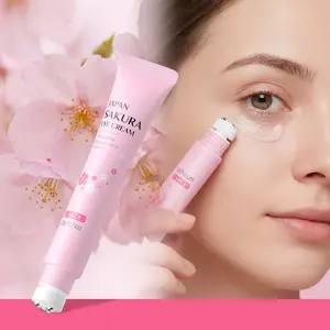 Sakura Roll-On Under Eye Cream 20g, Hydrating Eye Treatments, Japanese Cherry Blossom Cooling Metal Ball, Reduces Puffiness & Dark Circles, Moisturizing Eye Cream, Hydrates & Soothes Tired Eyes, Travel Size Portable for Camping Hiking Outdoor Late Nights