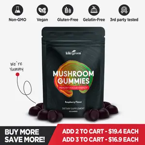 KIKI Green Mushroom Gummies for Energy & Cognitive Support – With Lion's Mane & 9 Adaptogen Mushrooms Blend: Chaga, Red Reishi, Cordyceps, Shiitake, Black Fungus – Edible Dietary Supplement