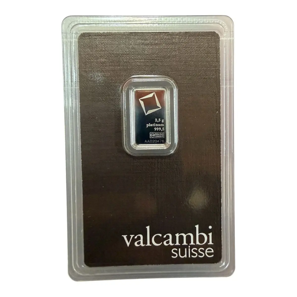 Valcambi Suisse 2.5 Gram Platinum Bar - In Assay Card