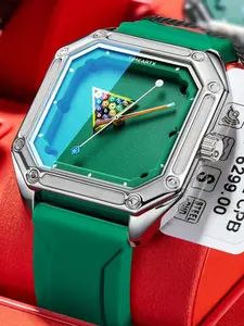TIMEARTX Billiard Ball Quartz Watch Watches For Men Casual Sports Wristwatch Green Dial Rubber Strap Fashion Accessory Unique Design Daily Wear Timepiece