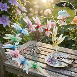 4/12PCS Fake Dragonfly Clip Bug & Mosquito Repellent, 3D Realistic Clip-On Fly Deterrent, Waterproof Garden Stakes Decor for Outdoor Camping, Hiking & Patio