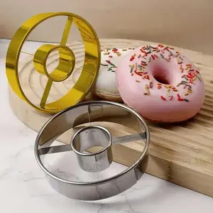Sier Gold Stainless Steel Donut Mold Doughnut Desserts Bread Cutter Maker Cake Decorating Tools Kitchen Home Baking Supplies