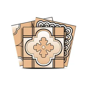 360 Stand Taupe Glossy Arabesque Colorful Vinyl Wall Tiles Stickers, 12x12 in 24 Pcs Peel & Stick Removable Coastal Waterproof Home Decor for Kitchen & Living Room, Self Adhesive Tiles, Decorative