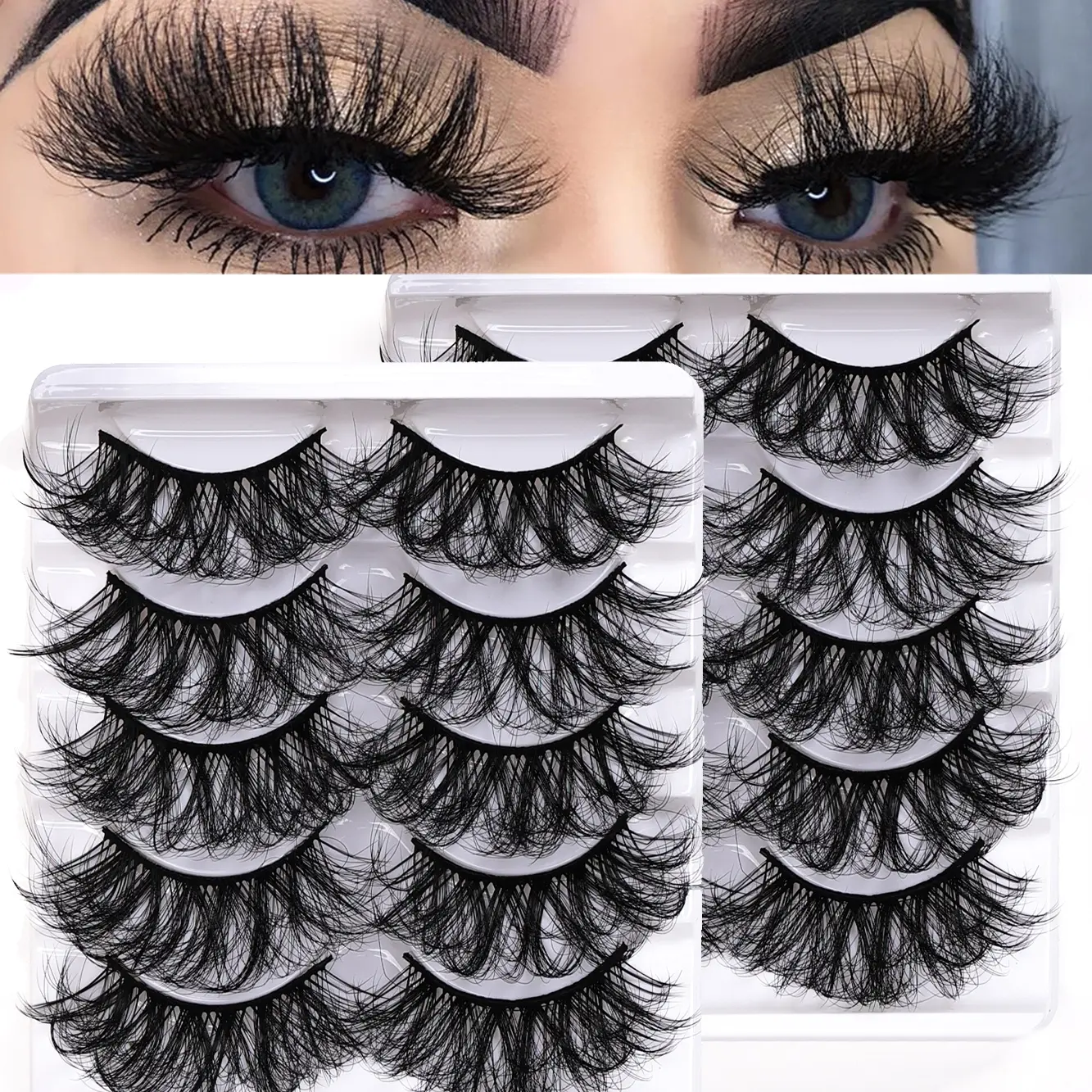 10 Pairs/2 Pack Fluffy False Eyelashes, Fake Lashes, Synthetic, Thick Dramatic Lashes Set, Natural Look, Reusable, Perfect for Stage Costumes, Roleplay, Cosplay Essentials, High Quality Eyelashes