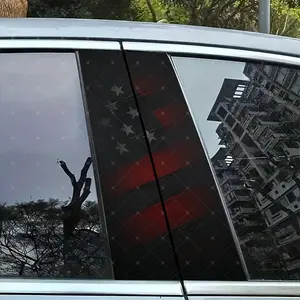 2pc Star Stripes Vinyl Sticker, Car B Pillar Protection Decal, Easy Peel & Stick, Sunproof Waterproof Scratch Resistant