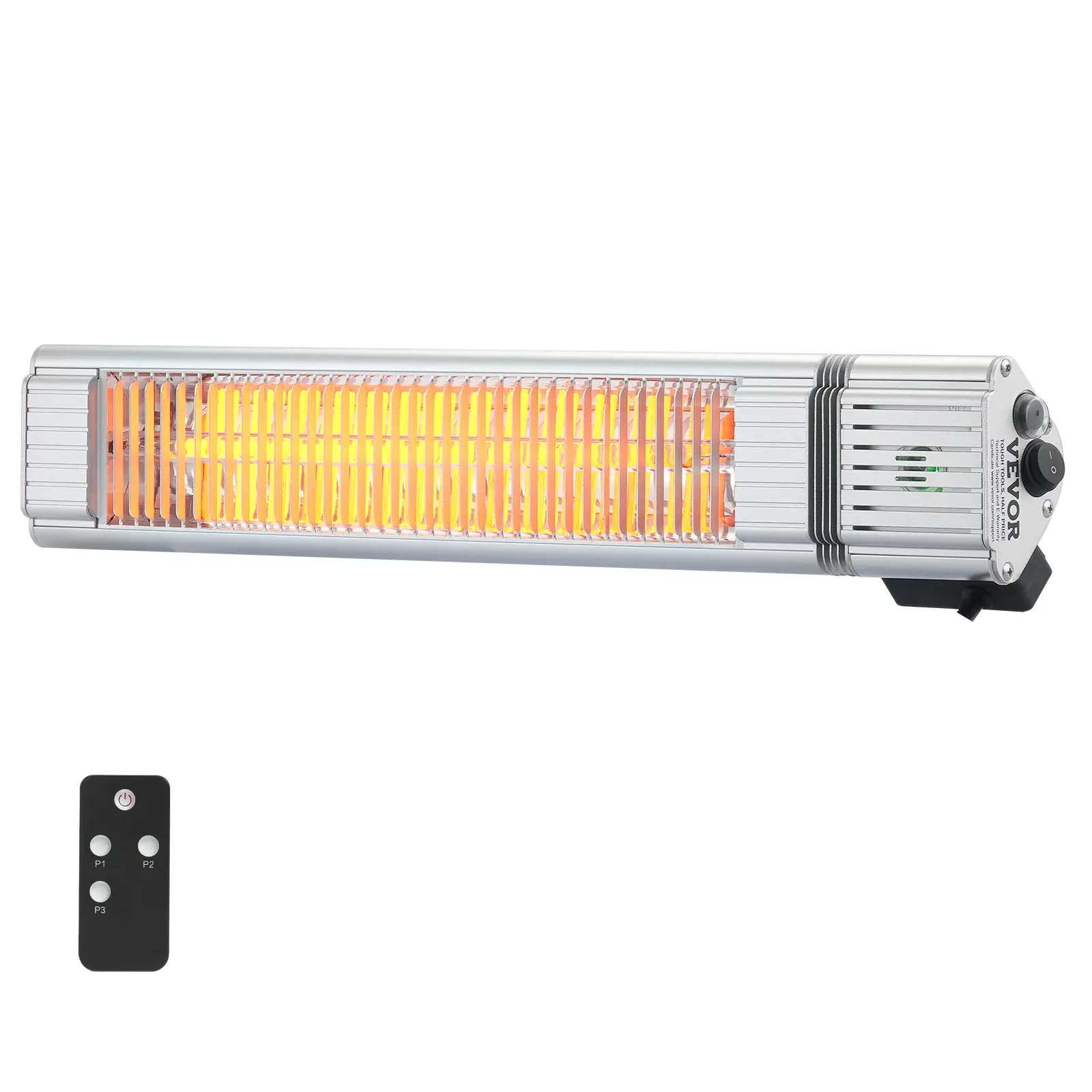 【Summerfinds】VEVOR Infrared Heater, 1500W Remote Control Electric Space Infrared Heater, IP65 Protection Carbon Infrared Outdoor Heater with 3 Speeds, for Porch,Patio,Dining Room,Studio,Backyard,Garage, Wall Mount