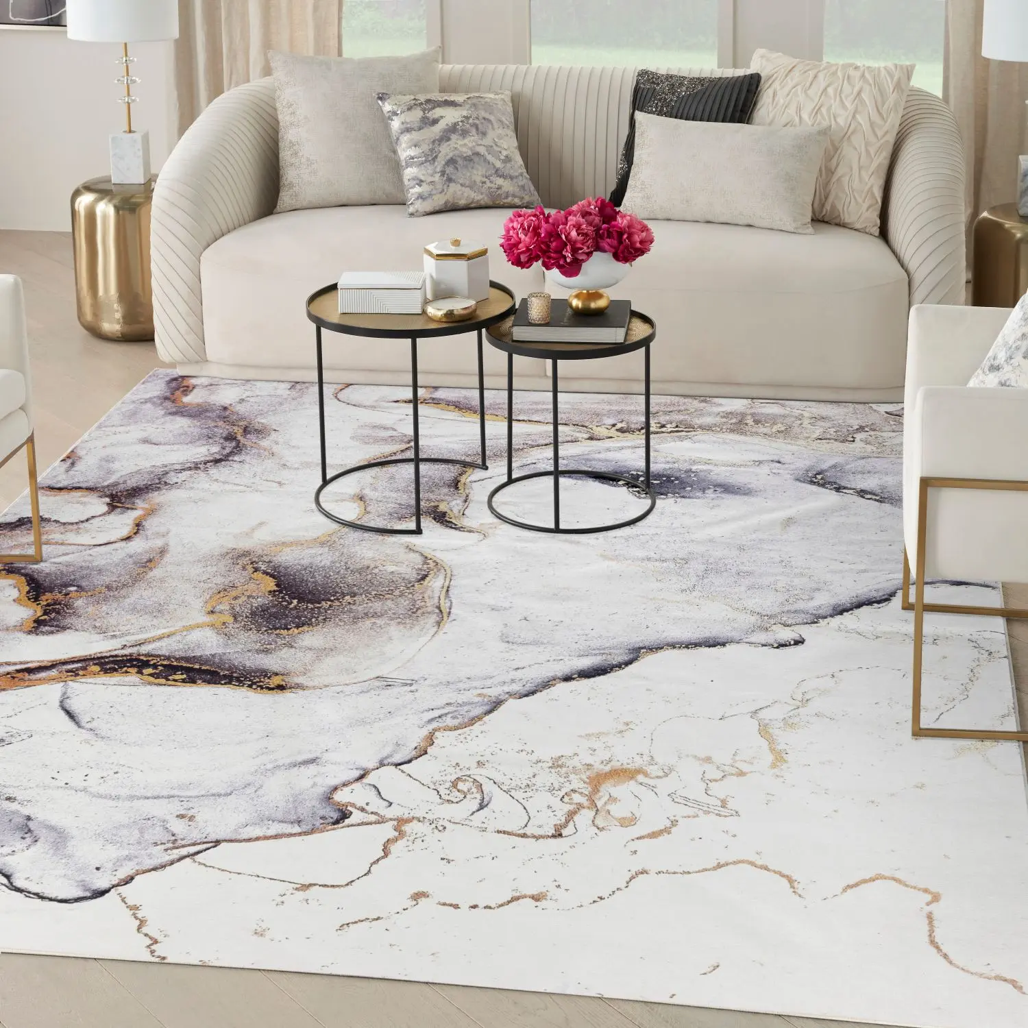 Nourison Daydream Marble Patterned Modern Abstract Indoor Area Rug - Non-Slip, Machine Washable Home Decor Rug for Living Room Mat, Marble Patterned Rug
